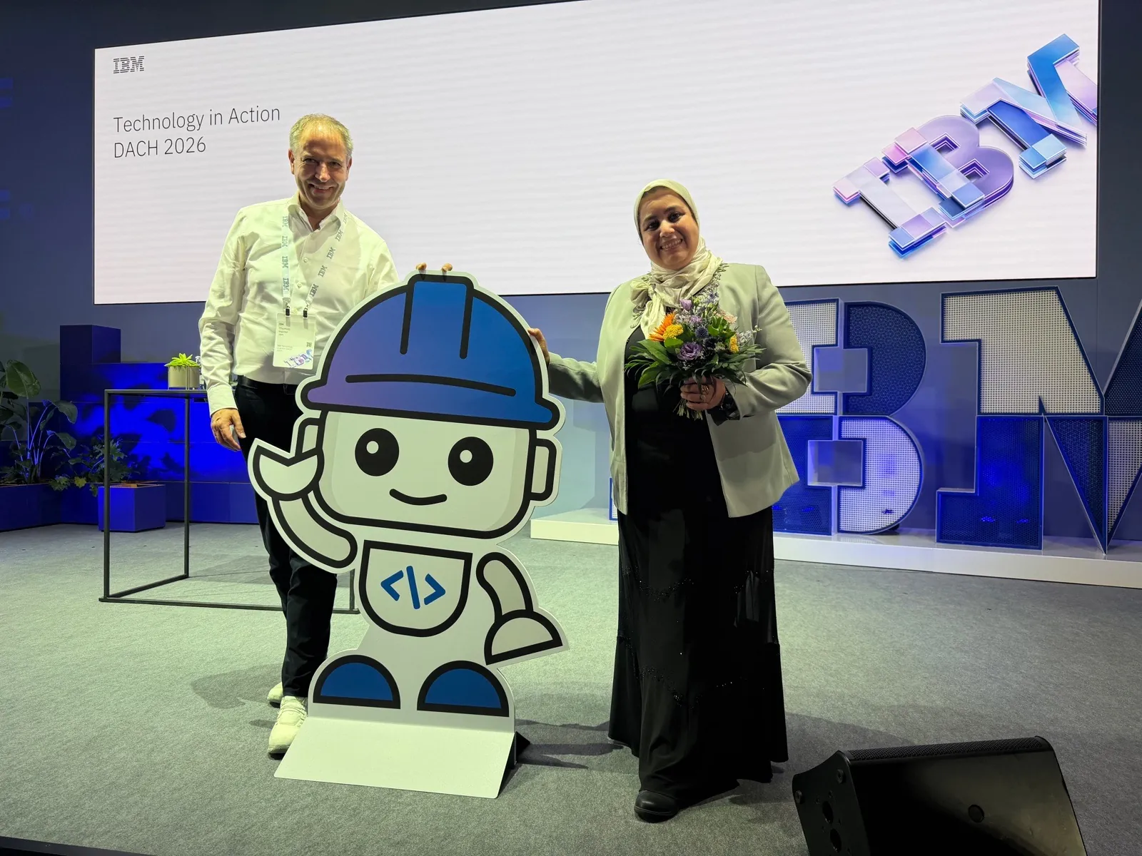With Thomas Harrer and the IBM Bob mascot after the keynote