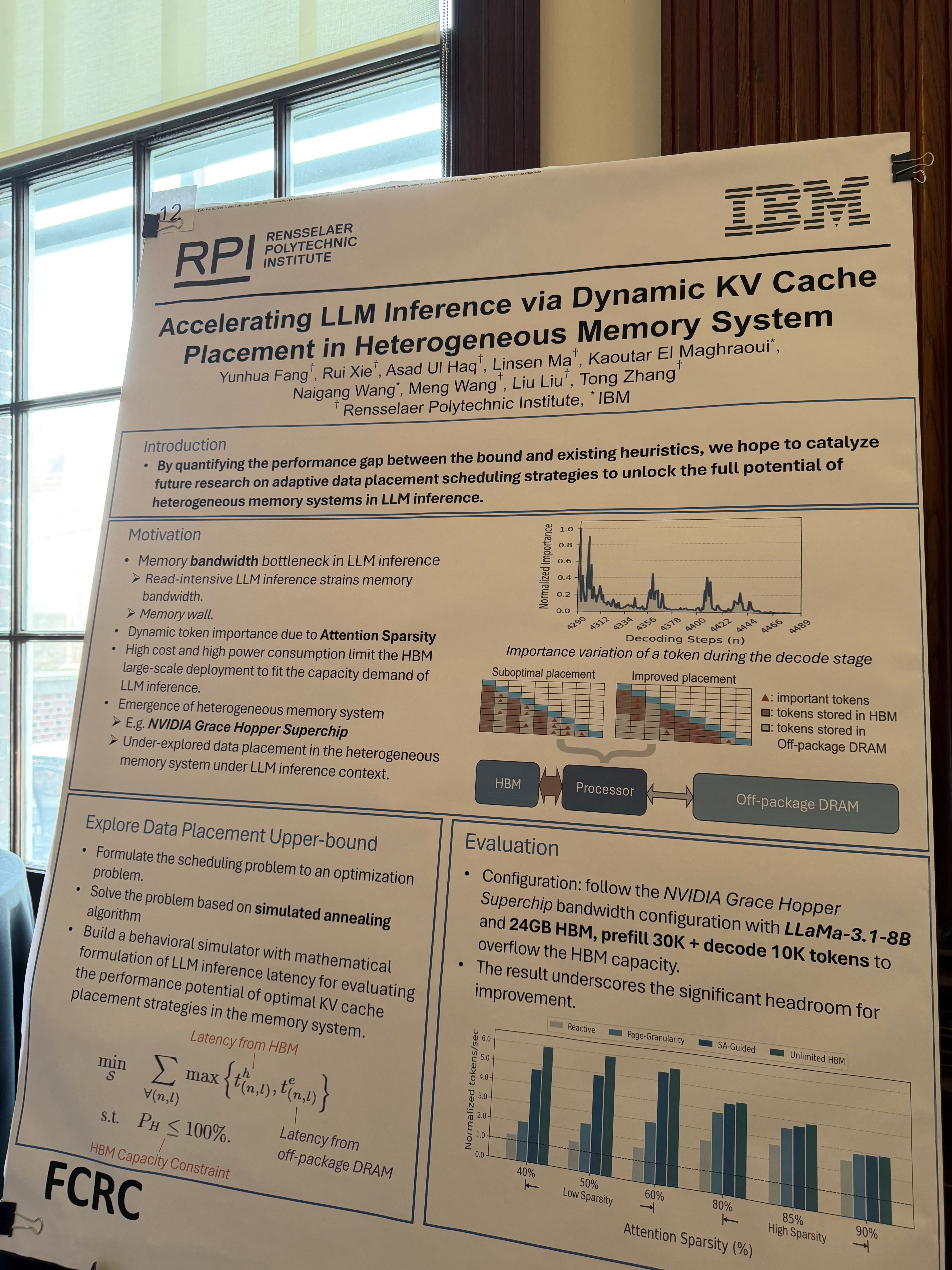 Poster: Accelerating LLM Inference via Dynamic KV Cache Placement